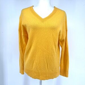 Banana Republic Womens V Neck Cashmere Sweater Mustard Yellow Size S